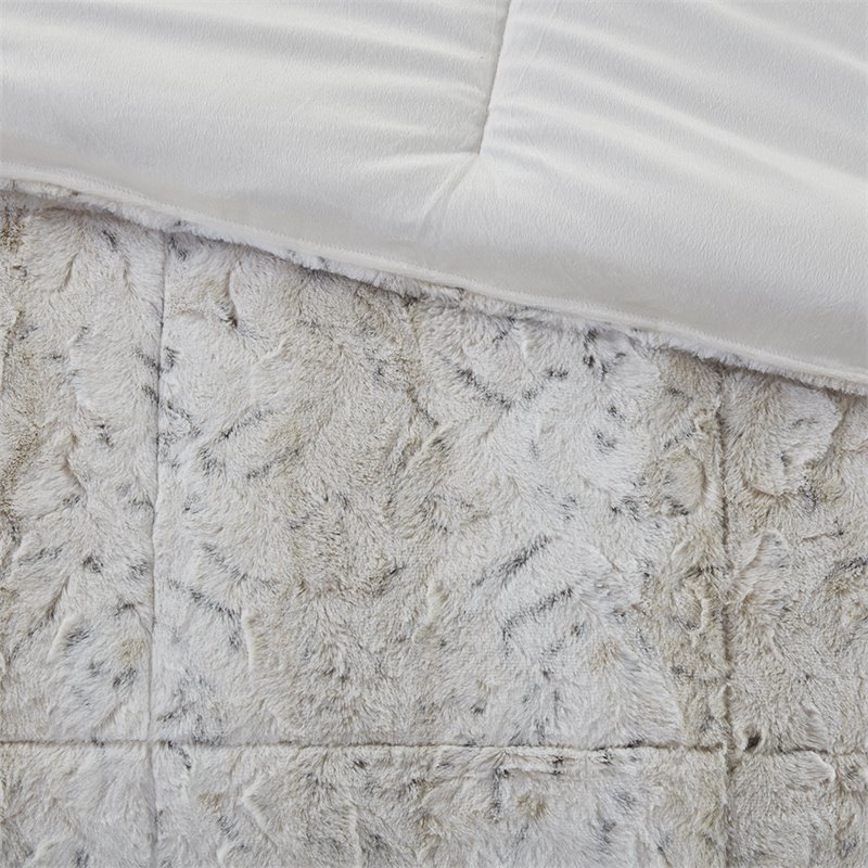 Madison Park 100 Percent Polyester Comforter Set in Snow Leopard White