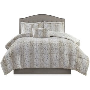 Madison Park 100 Percent Polyester Comforter Set in Snow Leopard White