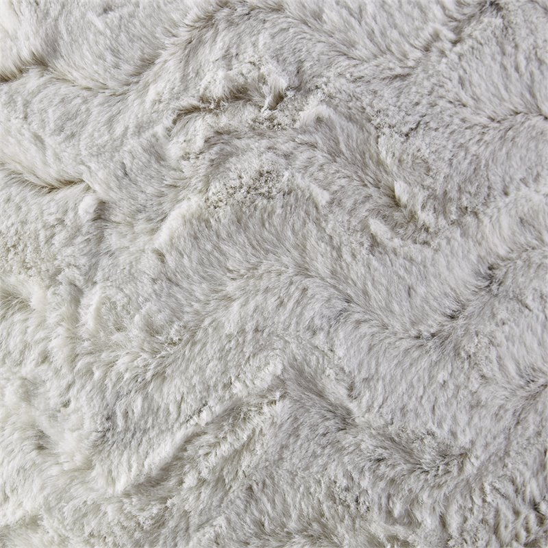 Madison Park Polyester Long Fur Pillow with Knife Edge in Snow Leopard White