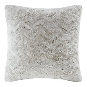 Madison Park Polyester Long Fur Pillow with Knife Edge in Snow Leopard White