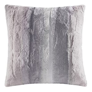 Madison Park Polyester Long Fur Pillow with Knife Edge in Blush Pink/Gray