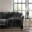 Madison Park 100 Percent Polyester Brushed Long Fur Knitted Throw in Black