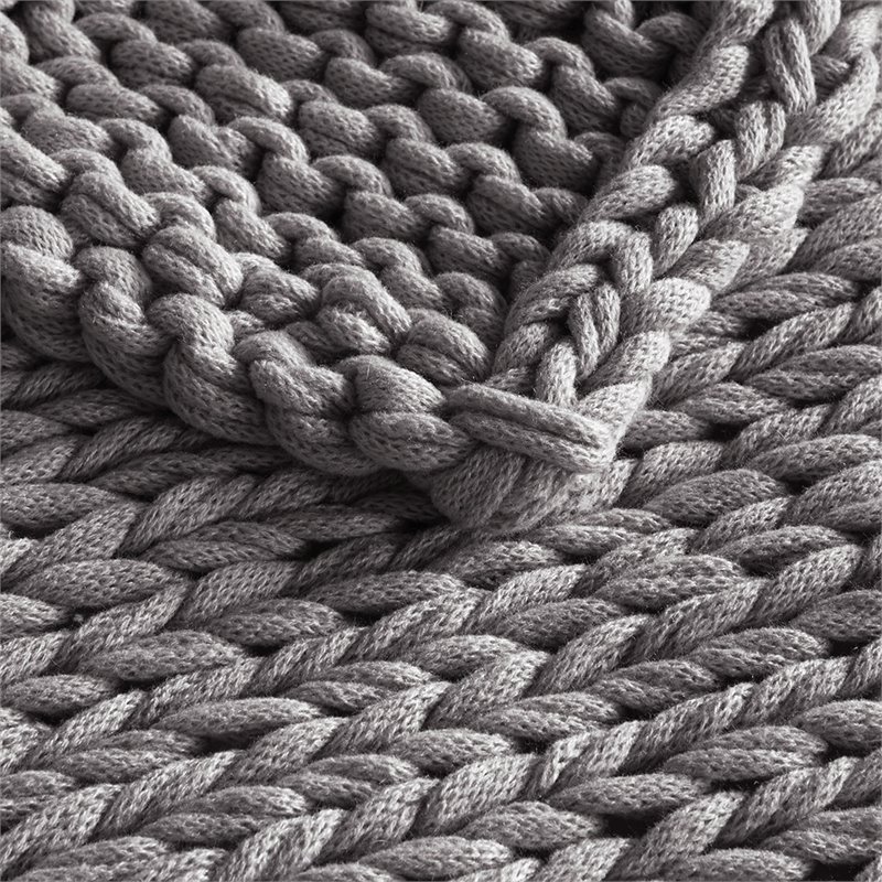 Madison Park 100 Percent Acrylic Chunky Twice Knit Throw in Charcoal