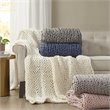 Madison Park 100 Percent Acrylic Chunky Twice Knit Throw in Charcoal