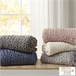 Madison Park 100 Percent Acrylic Chunky Twice Knit Throw in Charcoal