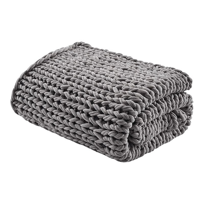 Madison Park 100 Percent Acrylic Chunky Twice Knit Throw in Charcoal