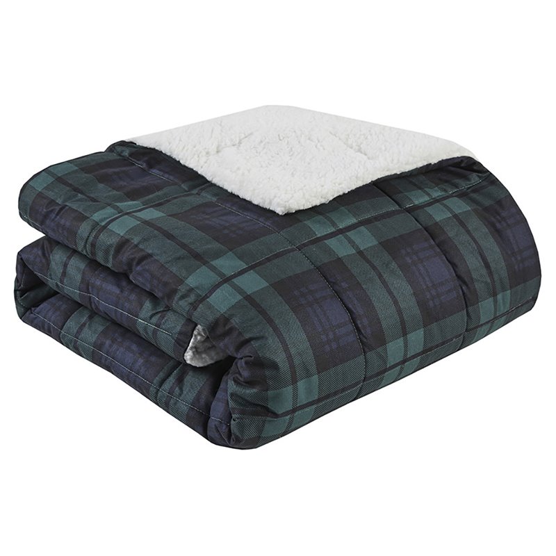 Woolrich 100 Percent Polyester Cozy Spun/Berber Printed Throw in Blue