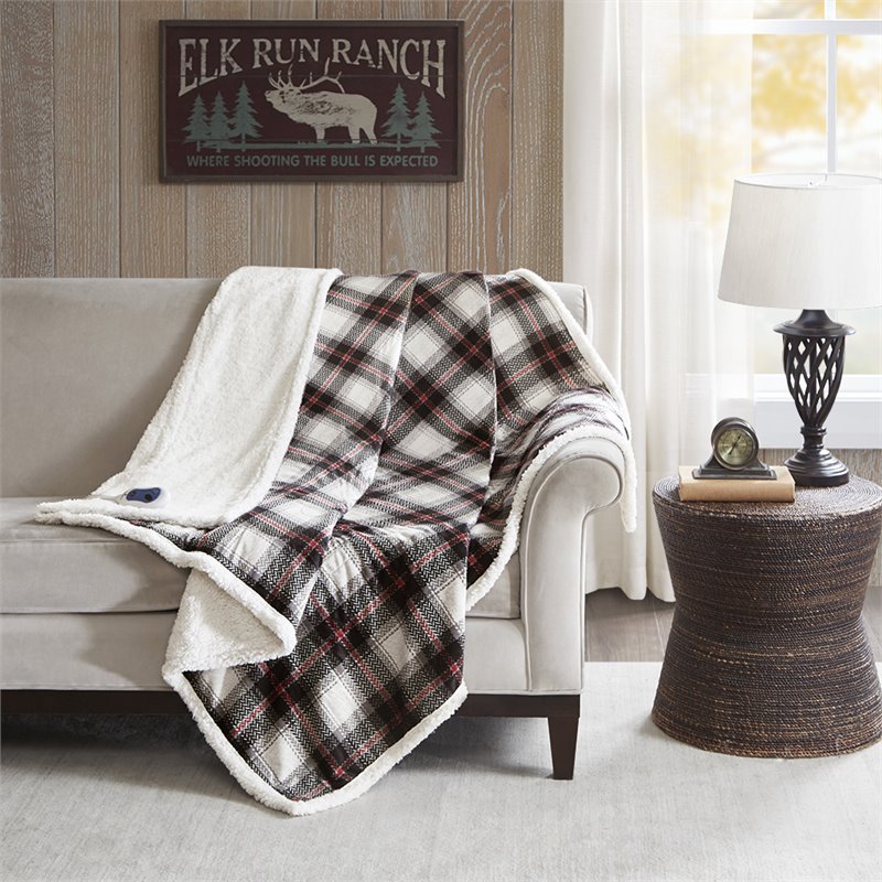 Woolrich Polyester Printed Mink Heated Throw with 1