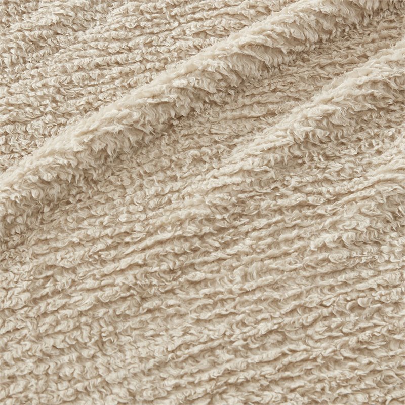 Woolrich Polyester Solid Berber Brushed Blanket w/ Crystal Velvet Binding in Tan