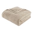 Woolrich Polyester Solid Berber Brushed Blanket w/ Crystal Velvet Binding in Tan