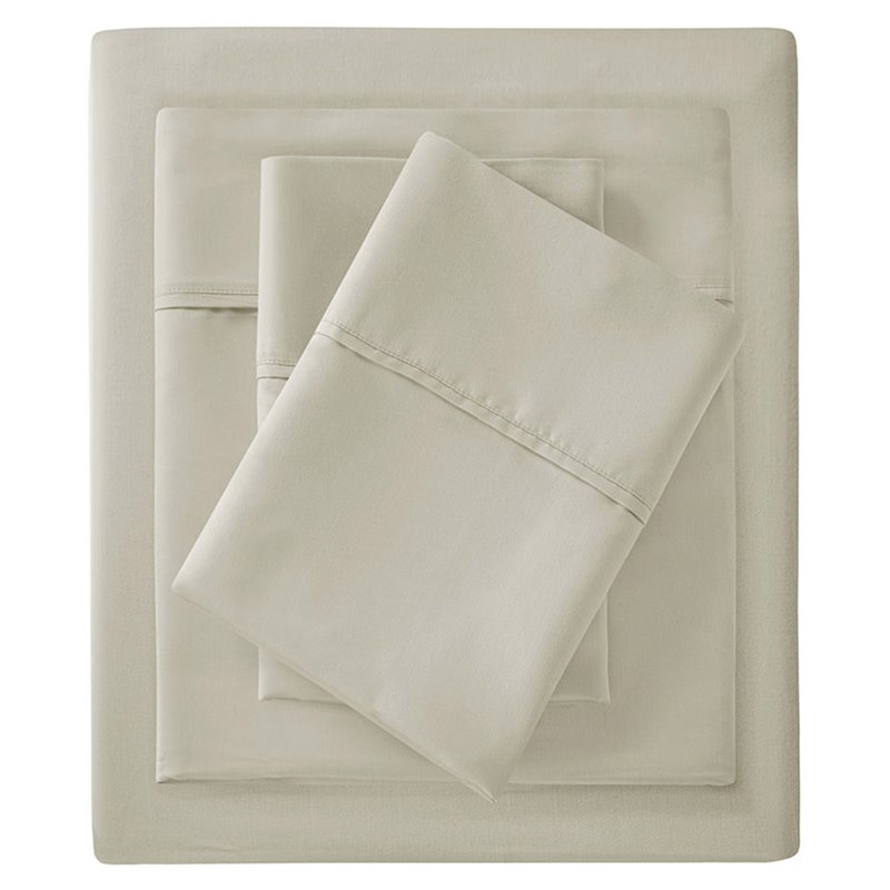 Madison Park Contemporary Cotton Polyester Solid Sheet Set in Ivory