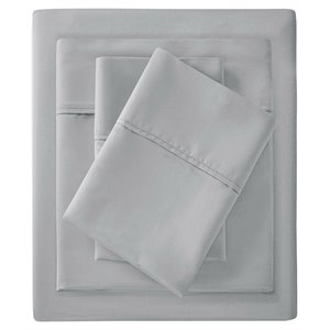 madison park contemporary cotton polyester solid sheet set in gray