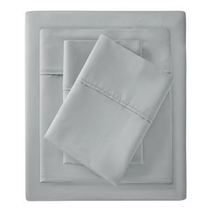 Madison Park Contemporary Cotton Polyester Solid Pillowcase in Gray