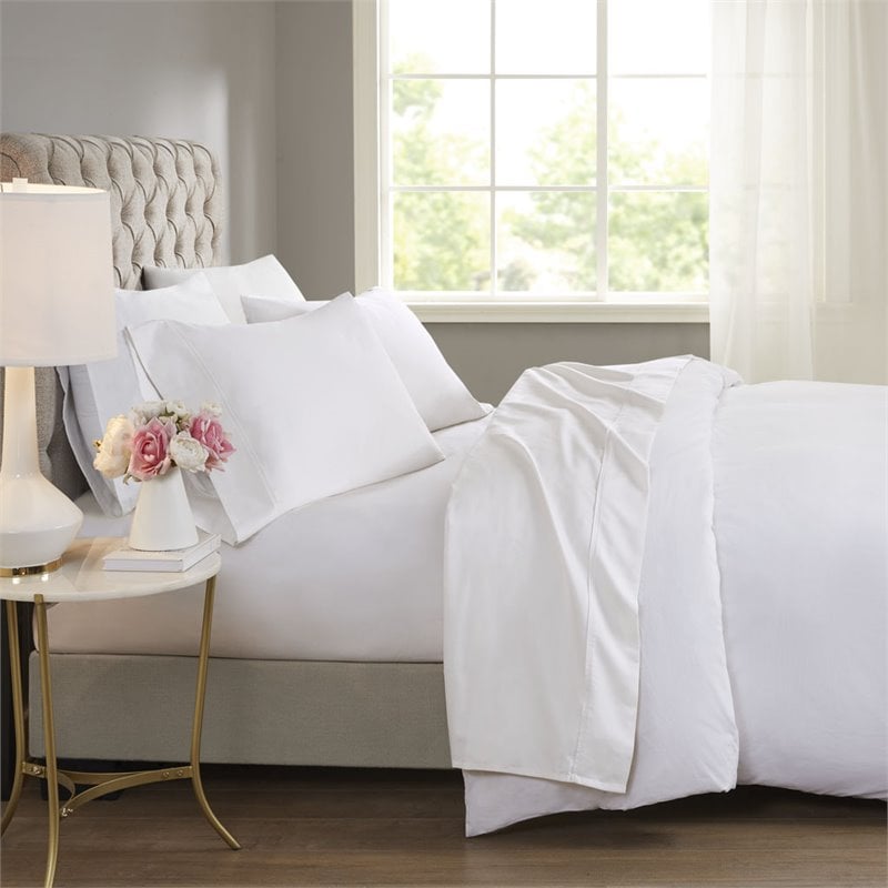 Beautyrest Contemporary Cotton and Polyester Sateen Cooling Sheet Sets in White