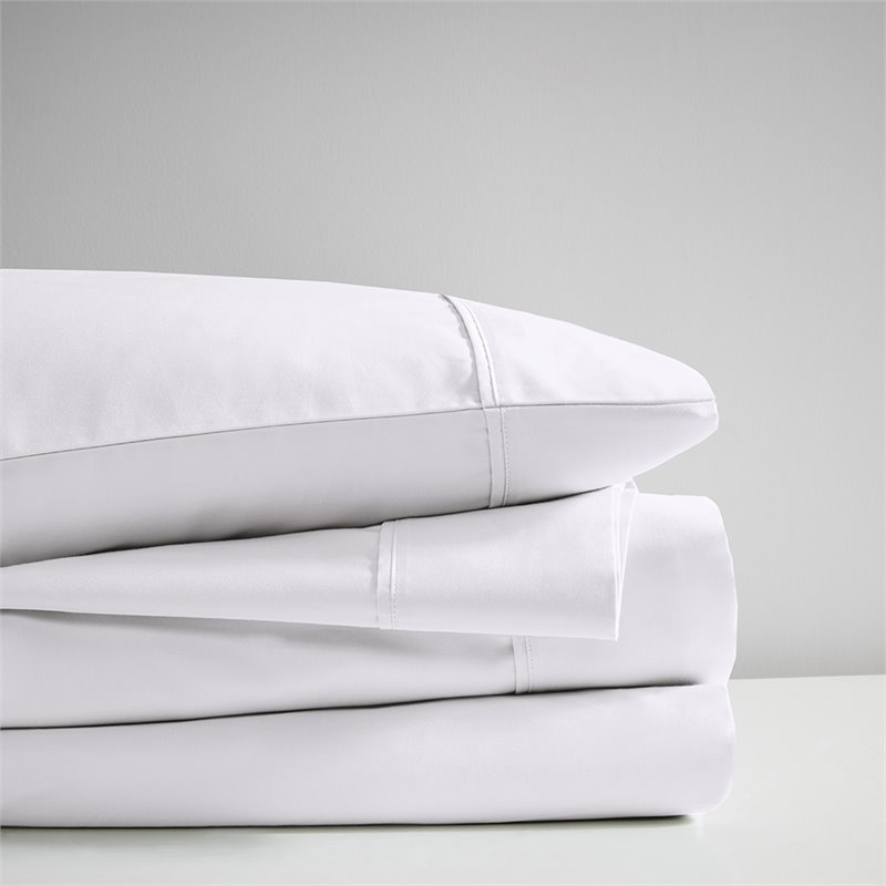 Beautyrest Contemporary Cotton and Polyester Sateen Cooling Sheet Sets in White