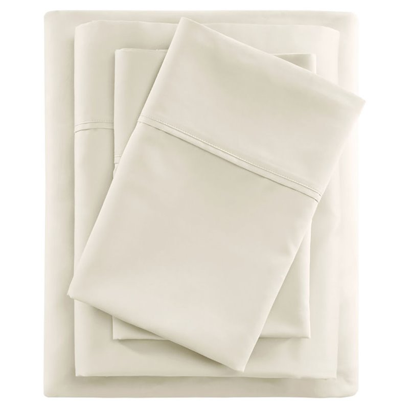 Beautyrest Contemporary Cotton and Polyester Sateen Cooling Sheet Sets in Ivory