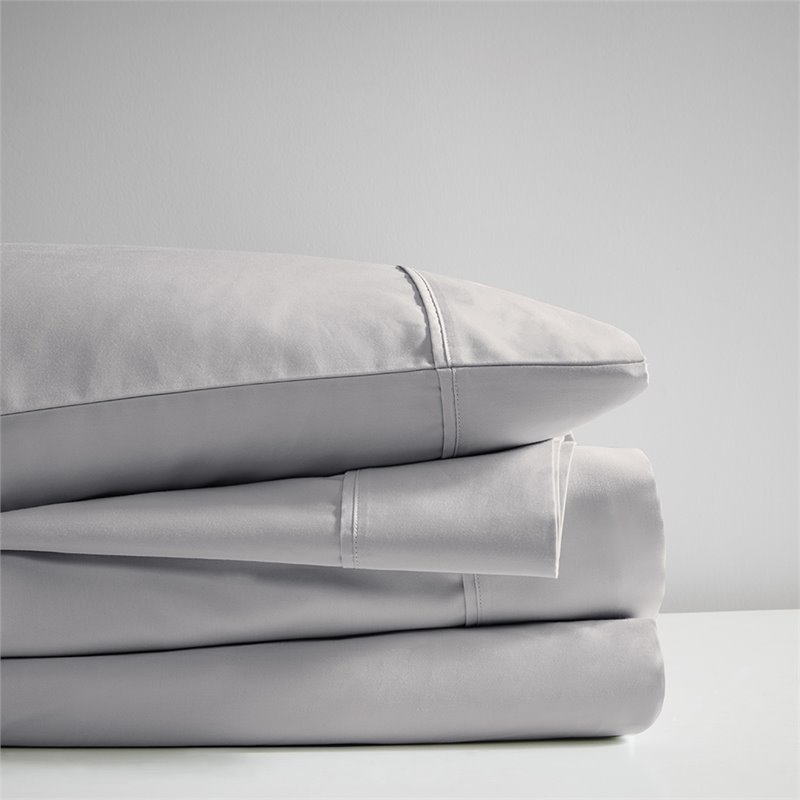 Beautyrest Contemporary Cotton and Polyester Sateen Cooling Sheet Sets in Gray