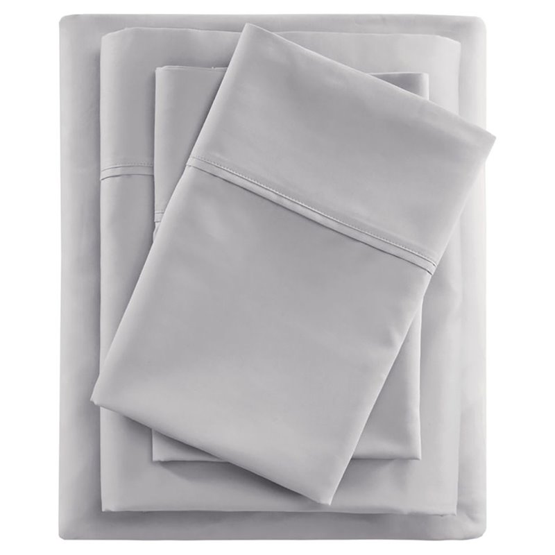 Beautyrest Contemporary Cotton and Polyester Sateen Cooling Sheet Sets in Gray