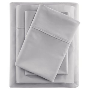 Beautyrest Contemporary Cotton and Polyester Sateen Cooling Sheet Sets in Gray