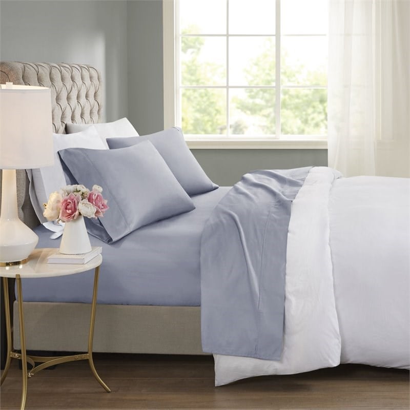 Beautyrest Contemporary Cotton and Polyester Sateen Cooling Sheet Sets in Blue