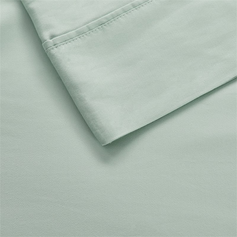 Beautyrest Contemporary Cotton and Polyester Solid Sheet Set in Seafoam