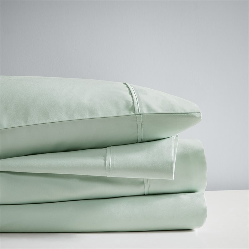 Beautyrest Contemporary Cotton and Polyester Solid Sheet Set in Seafoam