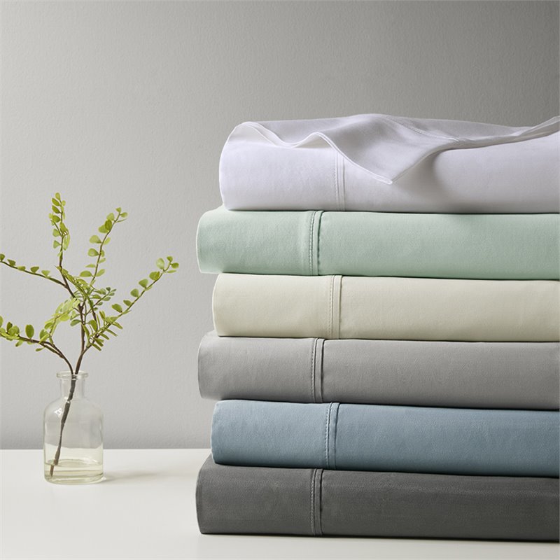 Beautyrest Contemporary Cotton and Polyester Solid Sheet Set in Seafoam