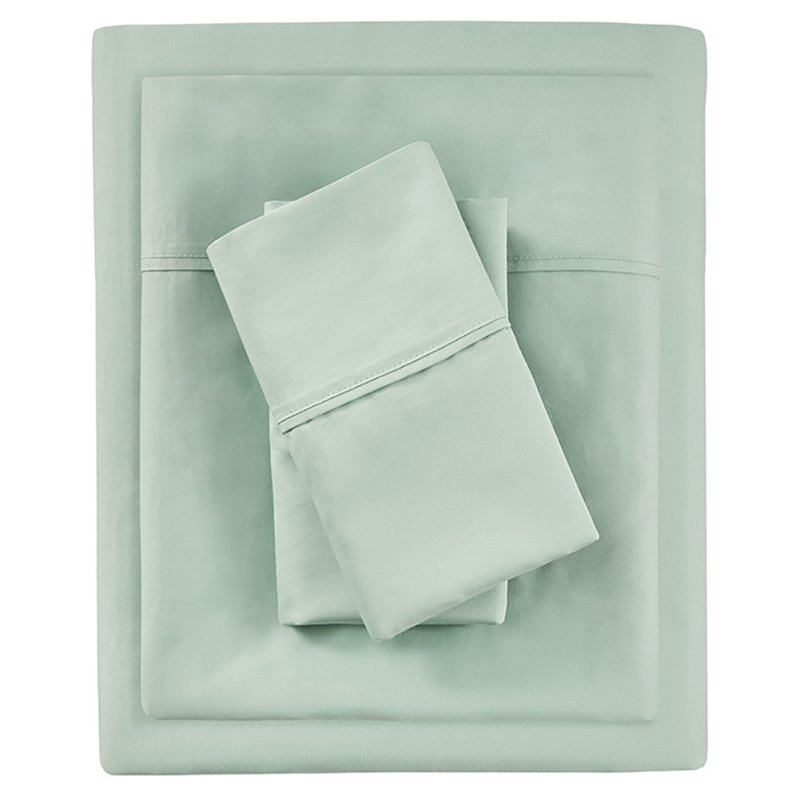 Beautyrest Contemporary Cotton and Polyester Solid Sheet Set in Seafoam