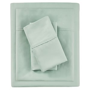 Beautyrest Contemporary Cotton and Polyester Solid Sheet Set in Seafoam