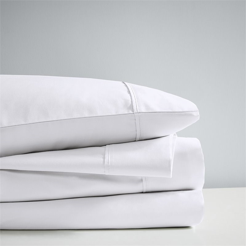 Beautyrest Contemporary Cotton and Polyester Solid Sheet Set in White
