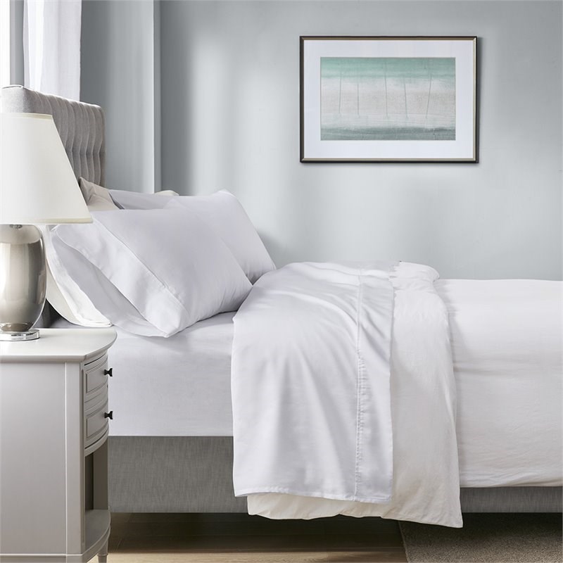 Beautyrest Contemporary Cotton and Polyester Solid Sheet Set in White