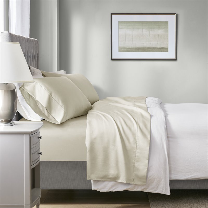 Beautyrest Contemporary Cotton and Polyester Solid Sheet Set in Ivory