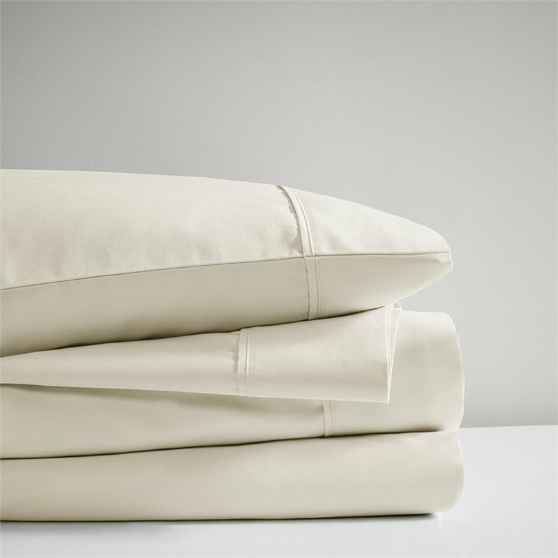 Beautyrest Contemporary Cotton and Polyester Solid Sheet Set in Ivory