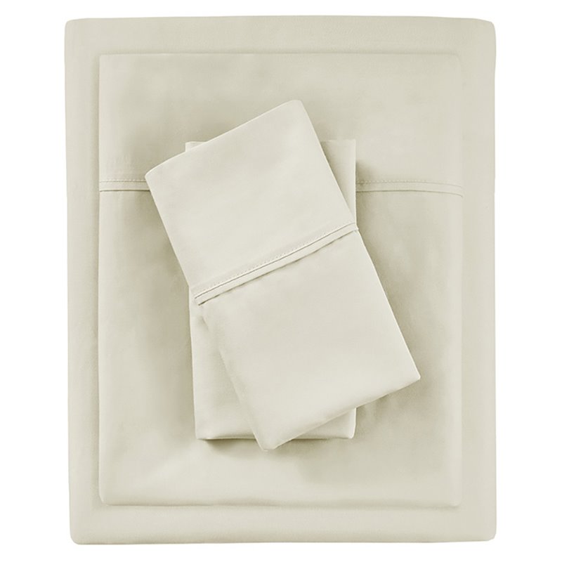 Beautyrest Contemporary Cotton and Polyester Solid Sheet Set in Ivory