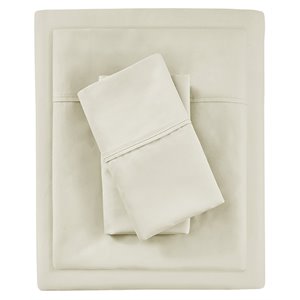 Beautyrest Contemporary Cotton and Polyester Solid Sheet Set in Ivory