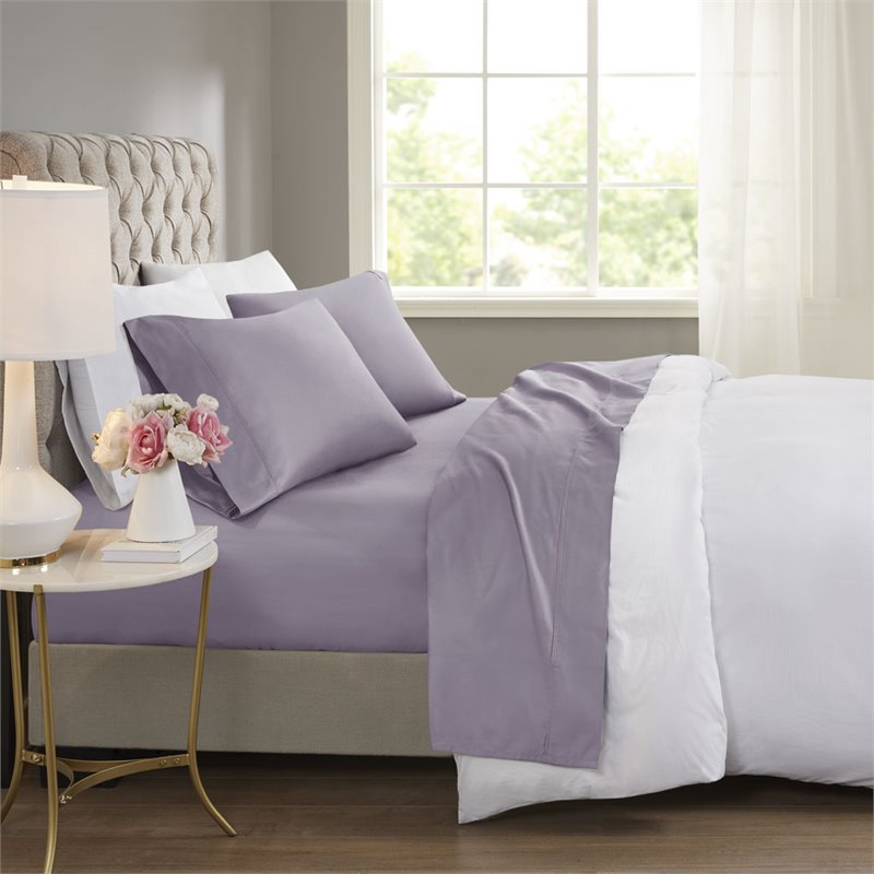 Beautyrest Contemporary Cotton and Polyester Sateen Cooling Sheet Sets in Purple