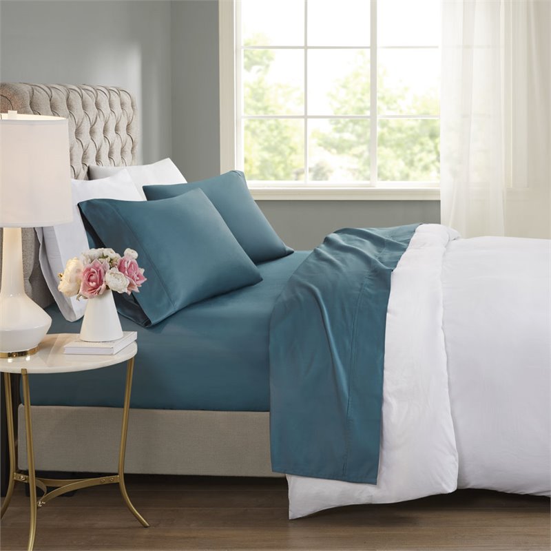 Beautyrest Contemporary Cotton and Polyester Sateen Cooling Sheet Sets in Teal