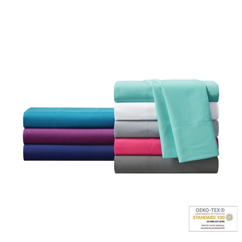 Intelligent Design Polyester Microfiber Fabric Solid Sheet Set in White