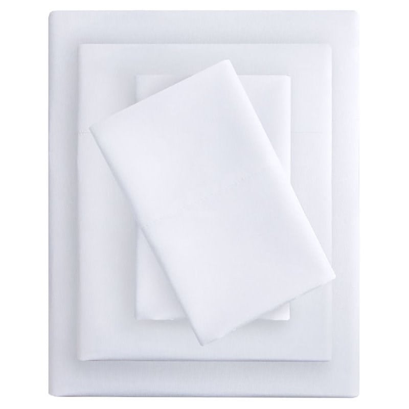 Intelligent Design Polyester Microfiber Fabric Solid Sheet Set in White