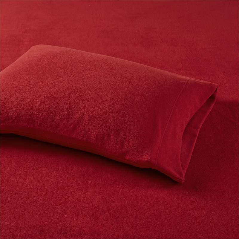 True North by Sleep Philosophy Polyester Micro Fleece Solid Sheet Set in Red