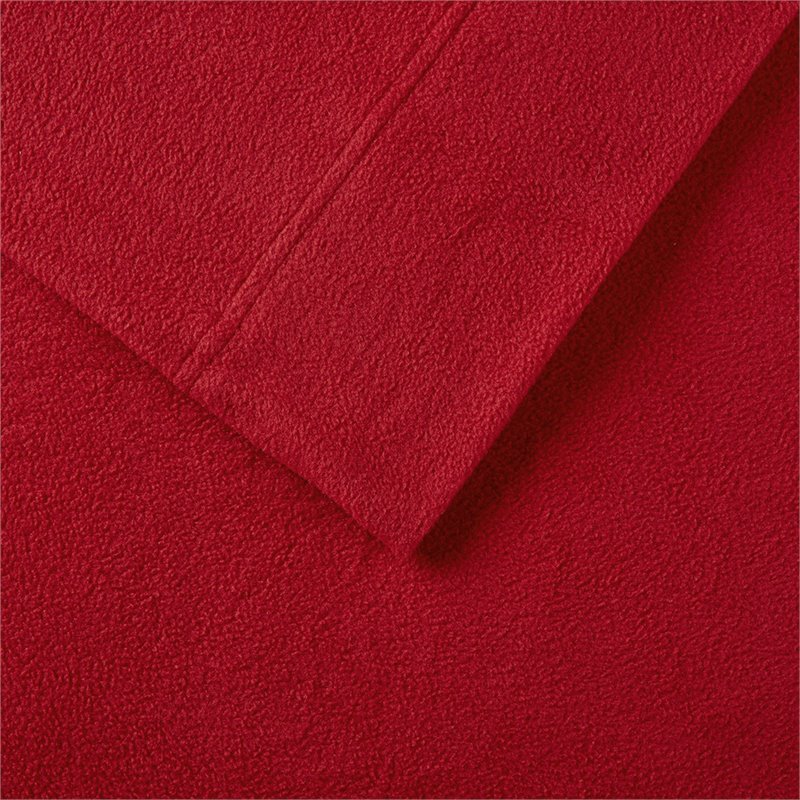 True North by Sleep Philosophy Polyester Micro Fleece Solid Sheet Set in Red