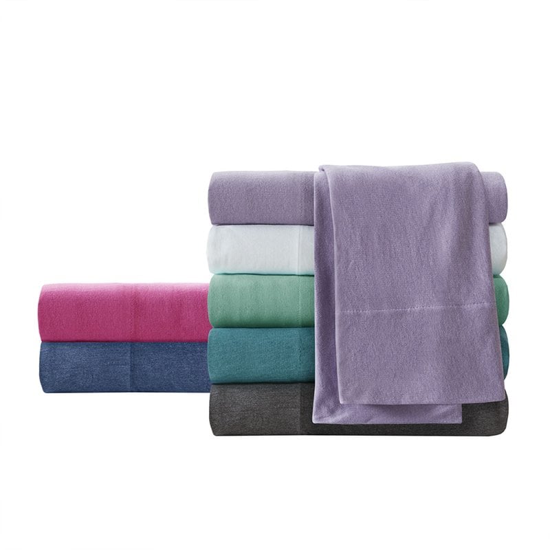 Intelligent Design Contemporary Cotton Polyester Jersey Knit Sheet Set in Gray