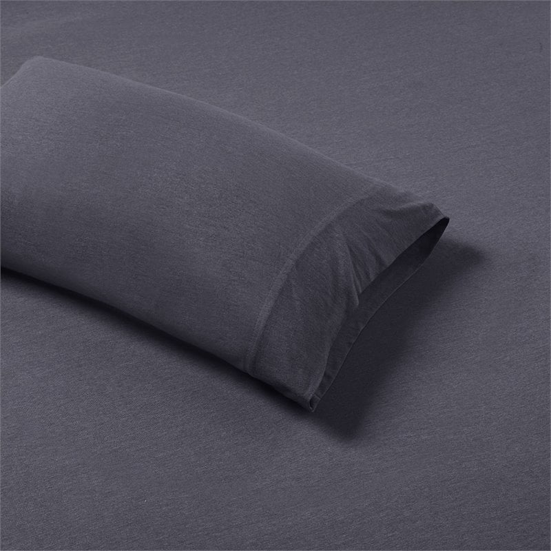 Intelligent Design Contemporary Cotton Polyester Jersey Knit Sheet Set in Gray