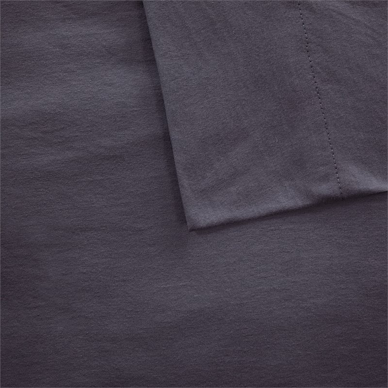 Intelligent Design Contemporary Cotton Polyester Jersey Knit Sheet Set in Gray
