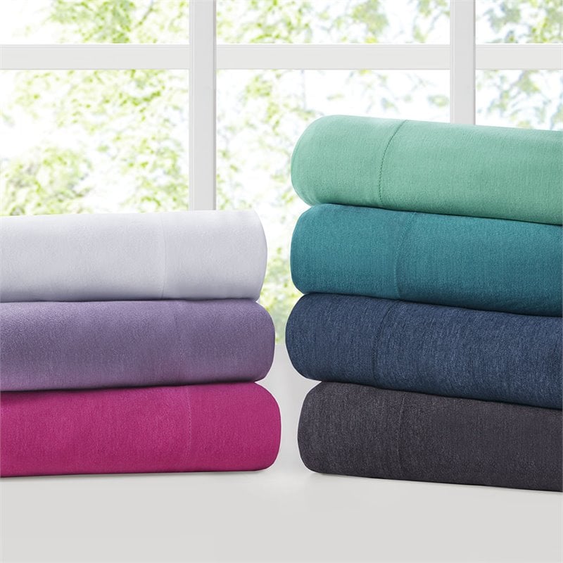 Intelligent Design Contemporary Cotton Polyester Jersey Knit Sheet Set in Gray