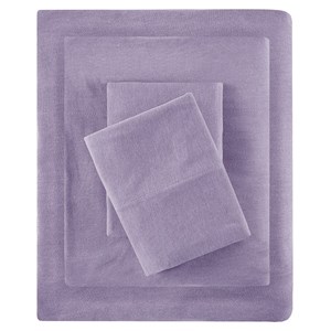 intelligent design contemporary cotton polyester jersey knit sheet set in purple