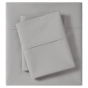 Madison Park 100 Percent Cotton Peached Percale Sheet Set in Gray