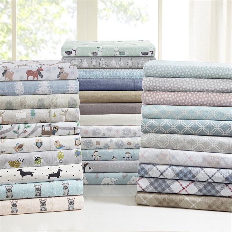 True North by Sleep Philosophy Cotton Pigment Printed Sheet Set - Gray Penguins