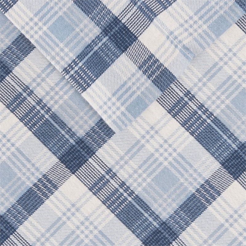 Woolrich 100 Percent Cotton Flannel Printed Sheet Set in Blue Plaid