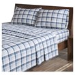 Woolrich 100 Percent Cotton Flannel Printed Sheet Set in Blue Plaid